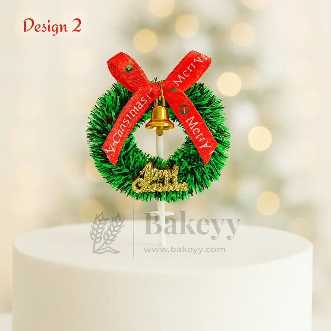 Christmas Wreath Cake Topper | Christmas Decor | Pack of 10 - Bakeyy.com - India - Christmas Wreath Cake Topper | Christmas Decor | Pack of 10 - Design 2