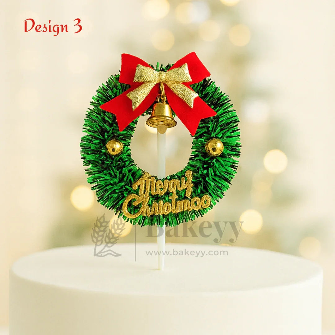 Christmas Wreath Cake Topper | Christmas Decor | Pack of 10 - Bakeyy.com - India - Christmas Wreath Cake Topper | Christmas Decor | Pack of 10 - Design 3