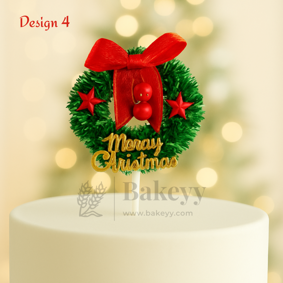 Christmas Wreath Cake Topper | Christmas Decor | Pack of 10