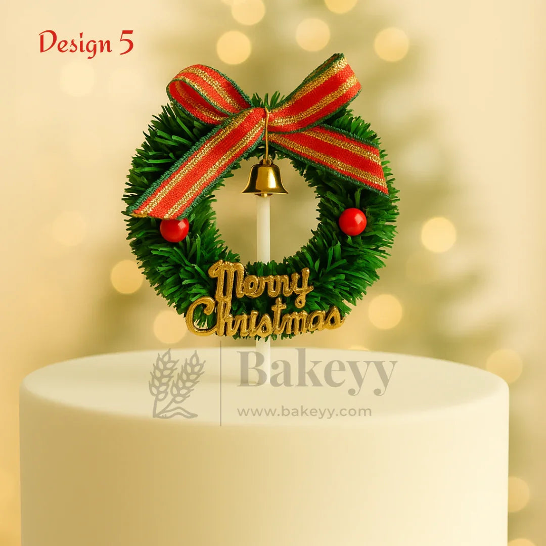 Christmas Wreath Cake Topper | Christmas Decor | Pack of 10 - Bakeyy.com - India - Christmas Wreath Cake Topper | Christmas Decor | Pack of 10 - Design 5