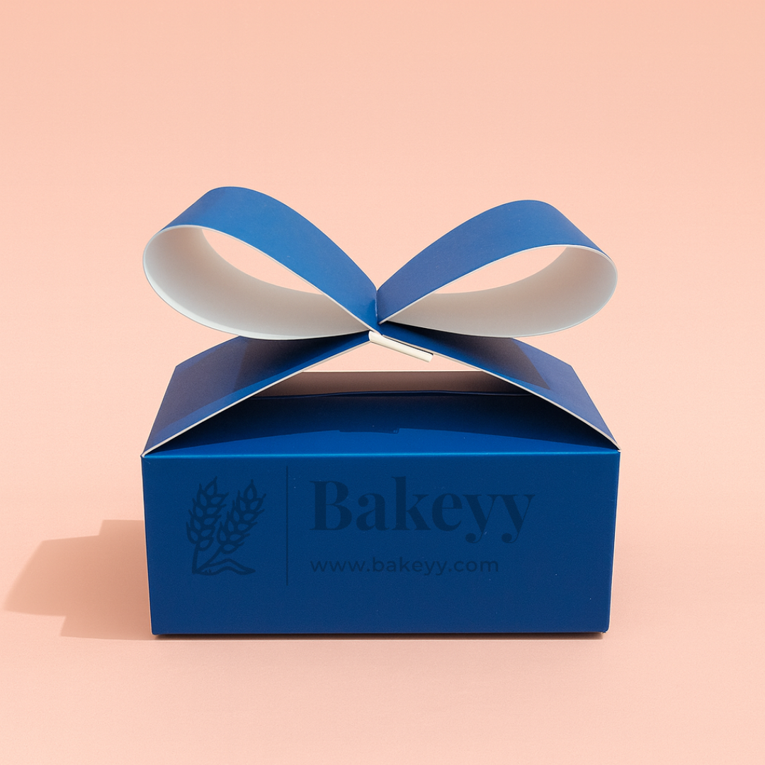 Ribbon Goodie Box | Bow Top Gift Box | Christmas Goodie Box | Pack of 10 - Bakeyy.com - India - Ribbon Goodie Box | Bow Top Gift Box | Christmas Goodie Box | Pack of 10 - Navy Blue