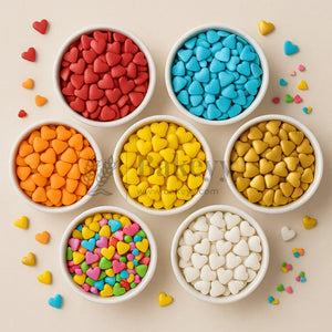 Heart-Shaped Sugar Confetti | Edible Cake & Dessert Decorations | Metallic Finish | 200 gm - Bakeyy.com - India - Heart-Shaped Sugar Confetti | Edible Cake & Dessert Decorations | Metallic Finish | 200 gm - Red