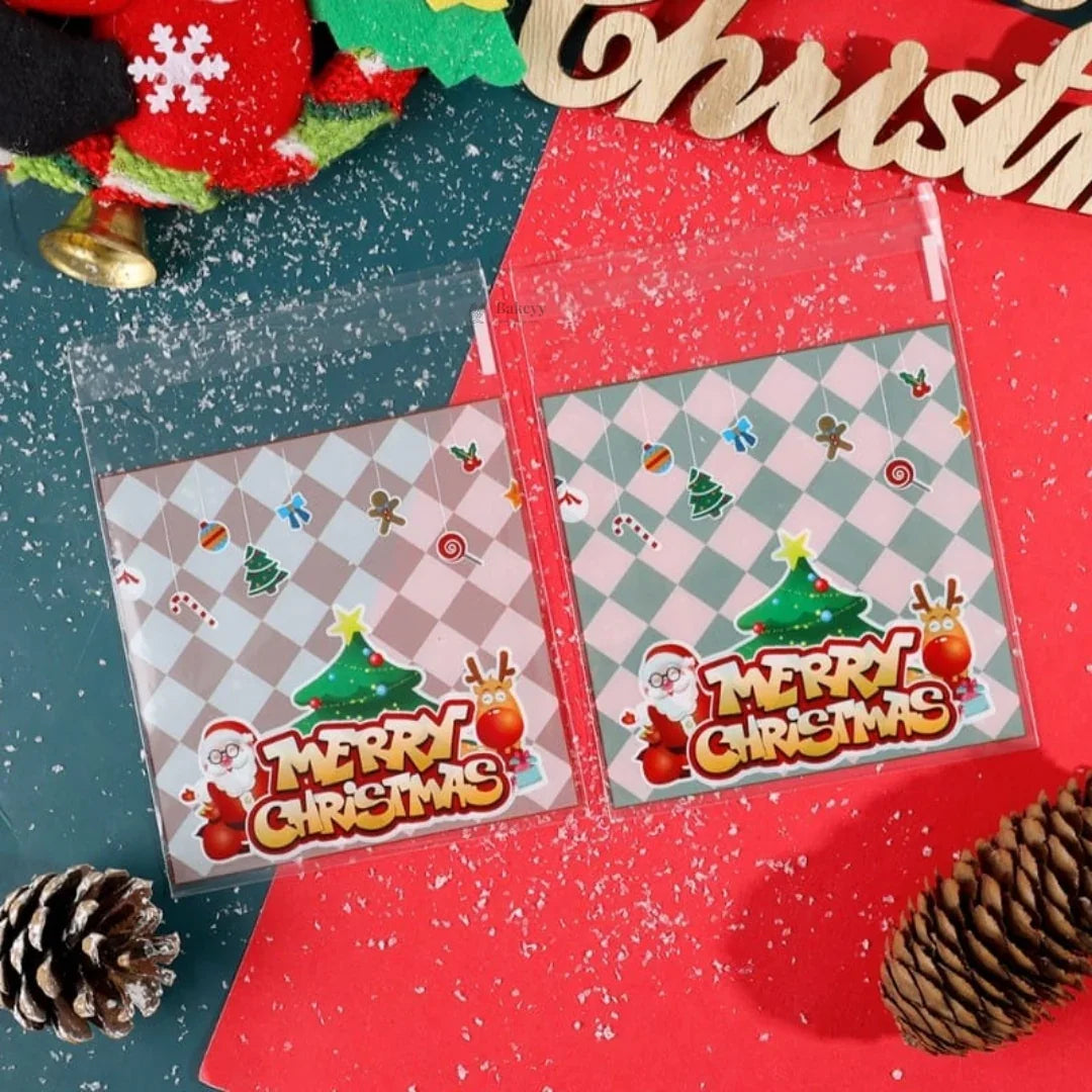 Christmas Theme Cellophane Bags | Self-Seal Treat Pockets | Pack of 100 - Bakeyy.com - India - Christmas Theme Cellophane Bags | Self-Seal Treat Pockets | Pack of 100 - Default Title 110.00