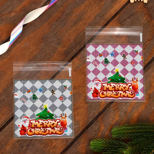 Christmas Theme Cellophane Bags | Self-Seal Treat Pockets | Pack of 100 - Bakeyy.com - India - Christmas Theme Cellophane Bags | Self-Seal Treat Pockets | Pack of 100 - Default Title 110.00