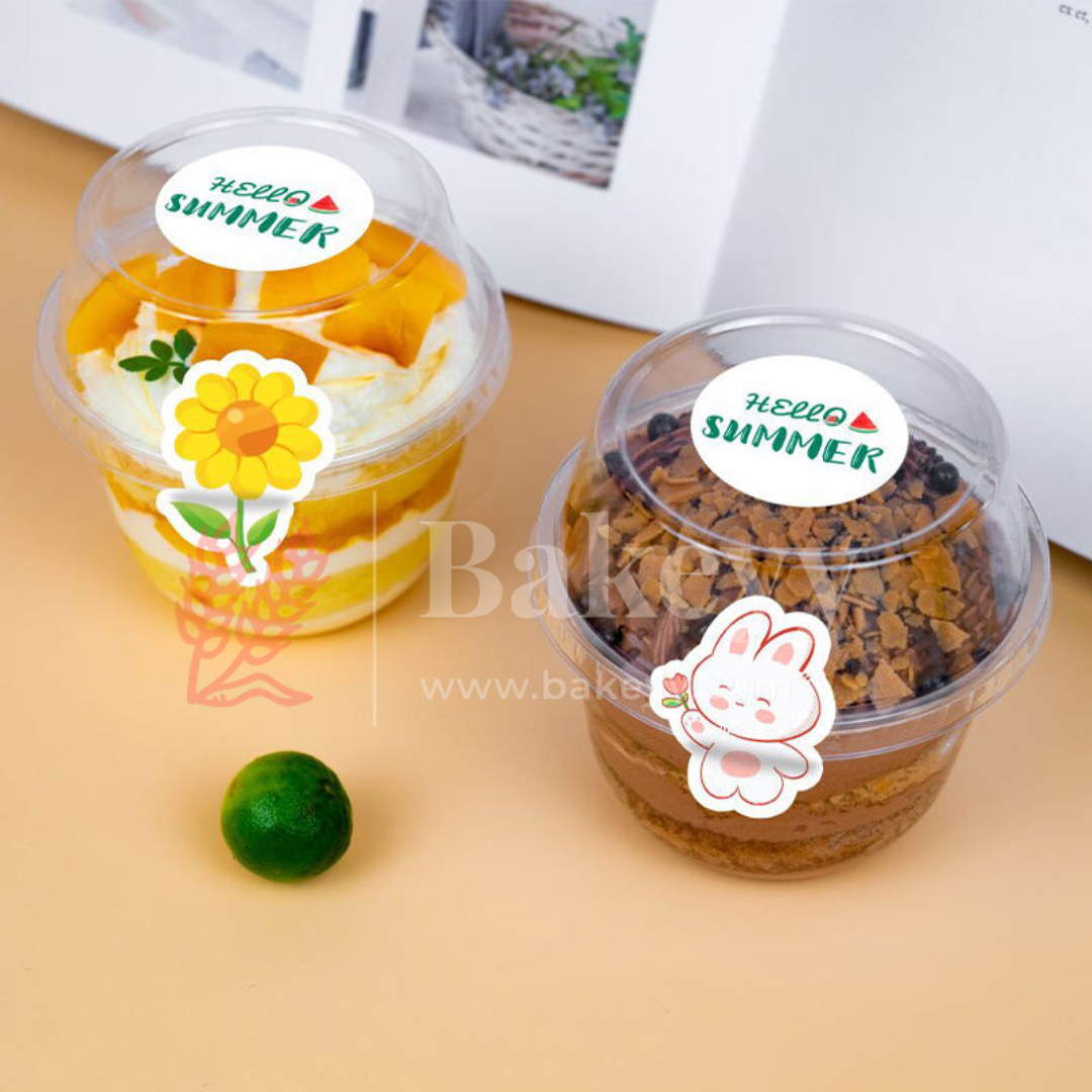 350 ML | Round Transparent Cup with Dome Lid | Dessert Containers | Pack of 50