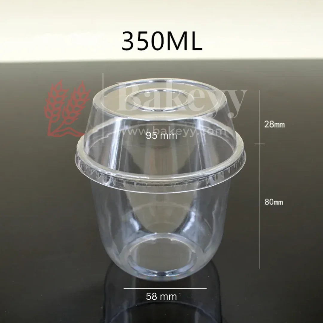 350 ML | Round Transparent Cup with Dome Lid | Dessert Containers | Pack of 50 - Bakeyy.com - India - 350 ML | Round Transparent Cup with Dome Lid | Dessert Containers | Pack of 50 - Default Title