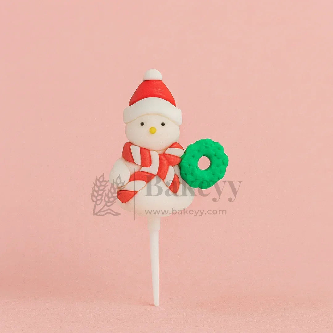 Snowman with Wreath Cake Topper | Christmas Miniature Figurines | Christmas Decor | Pack of 10 - Bakeyy.com - India - Snowman with Wreath Cake Topper | Christmas Miniature Figurines | Christmas Decor | Pack of 10 - Default Title