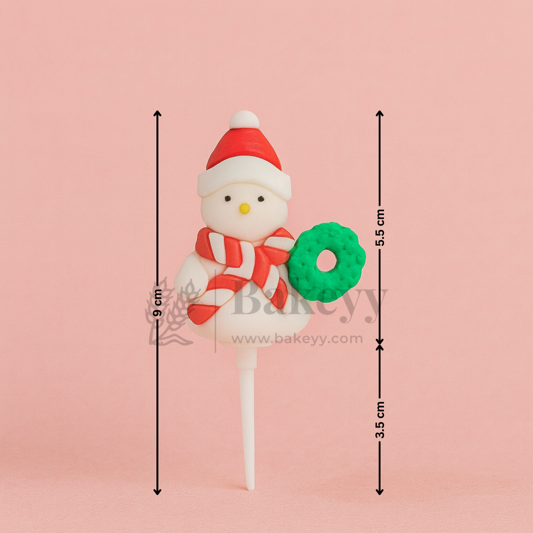 Snowman with Wreath Cake Topper | Christmas Miniature Figurines | Christmas Decor | Pack of 10
