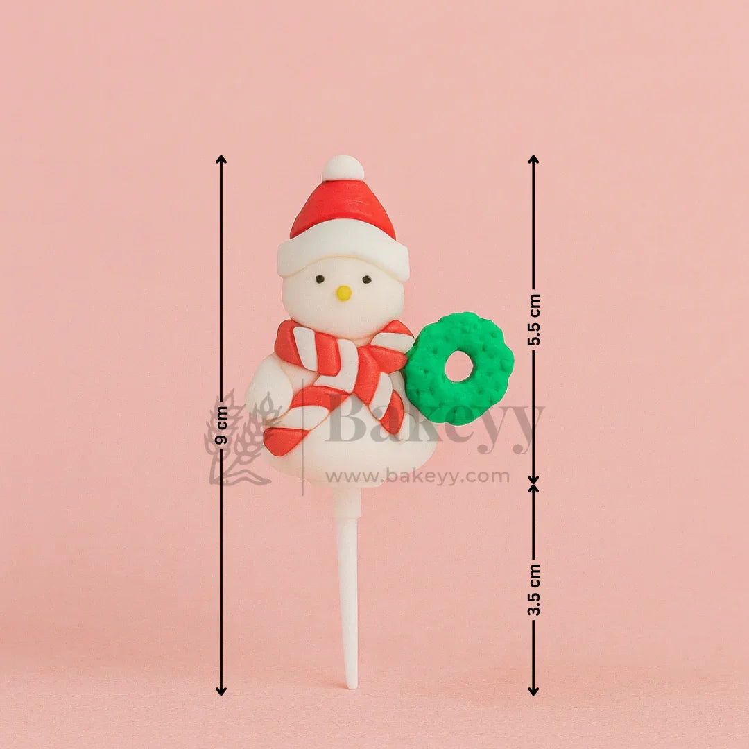 Snowman with Wreath Cake Topper | Christmas Miniature Figurines | Christmas Decor | Pack of 10 - Bakeyy.com - India - Snowman with Wreath Cake Topper | Christmas Miniature Figurines | Christmas Decor | Pack of 10 - Default Title