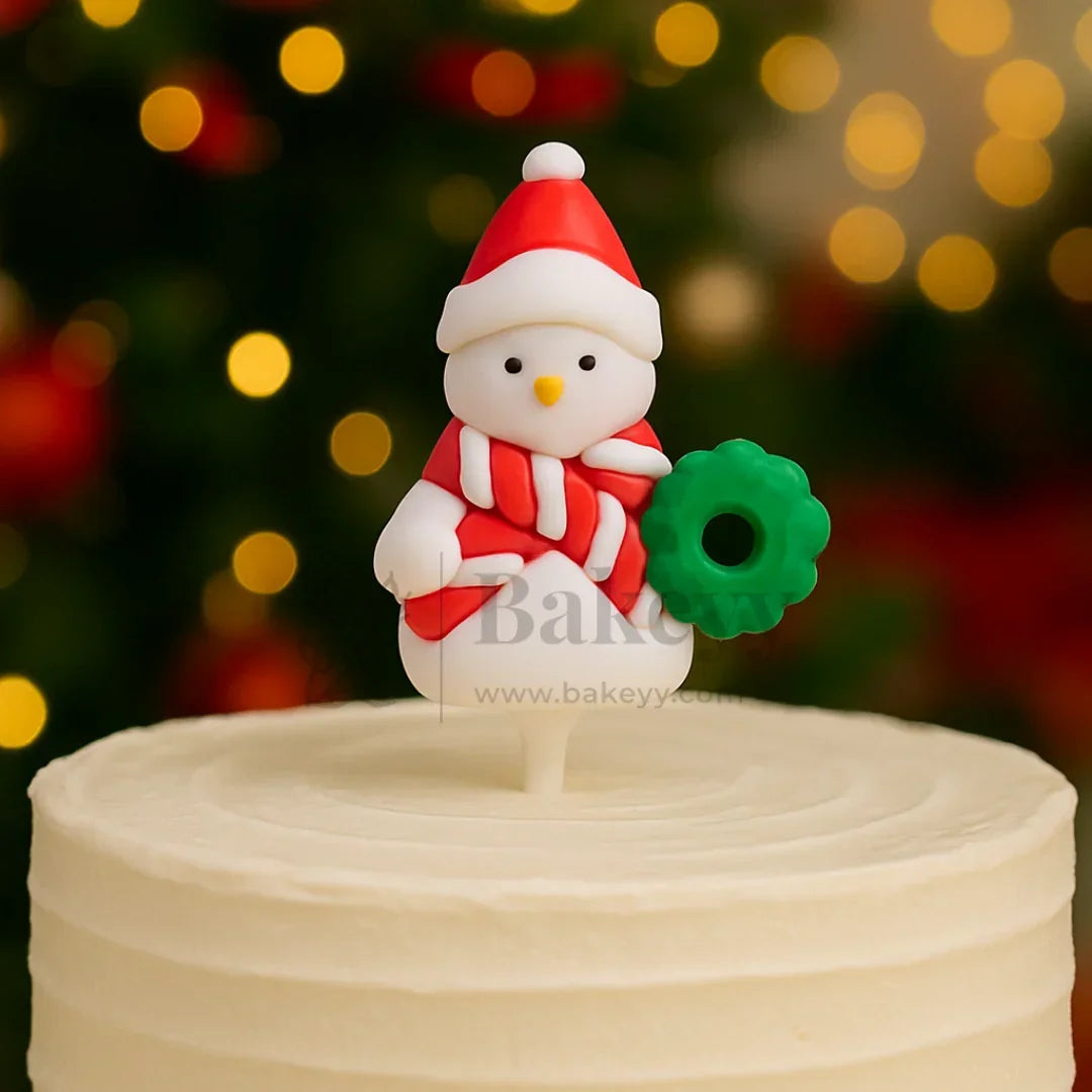Snowman with Wreath Cake Topper | Christmas Miniature Figurines | Christmas Decor | Pack of 10 - Bakeyy.com - India - Snowman with Wreath Cake Topper | Christmas Miniature Figurines | Christmas Decor | Pack of 10 - Default Title
