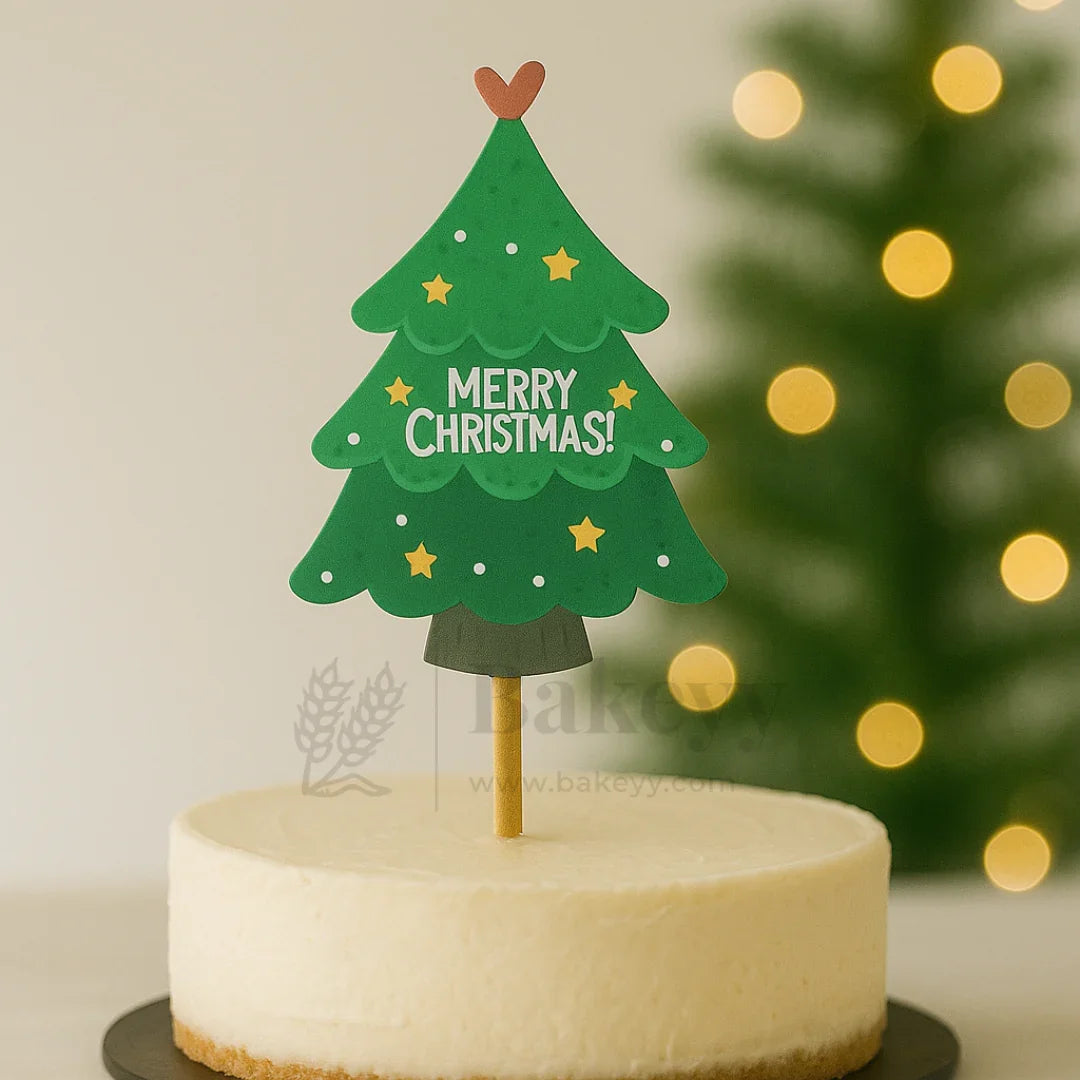 Christmas Tree Cake Topper | Green Color | Christmas Decor | Pack of 5