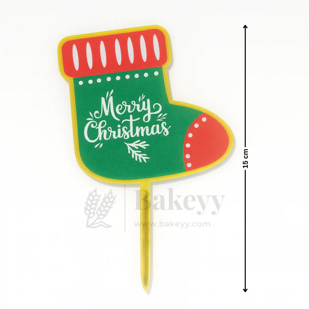 Merry Christmas Stocking Design Cake Topper | Christmas Decor | Pack of 5