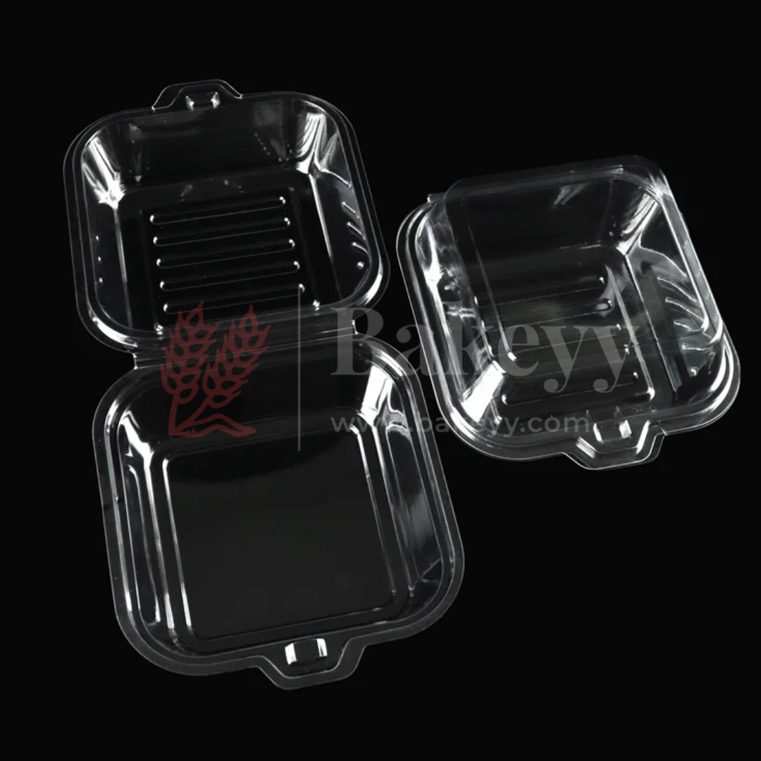 Square Stackable Burger Boxes with Clear Lid | Pack of 50