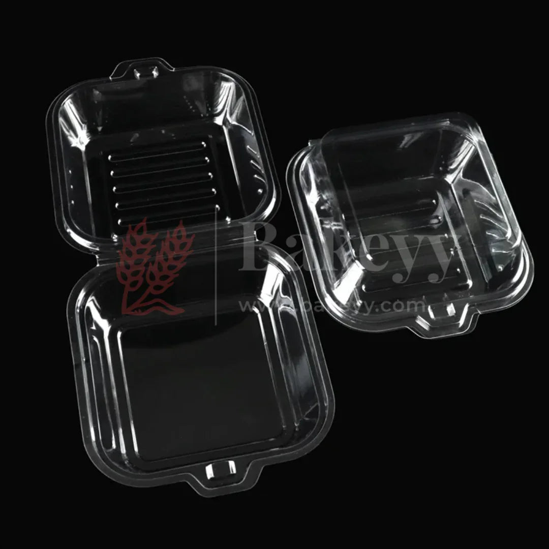 Square Stackable Burger Boxes with Clear Lid | Pack of 50