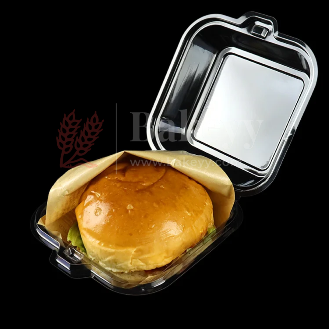 Square Stackable Burger Boxes with Clear Lid | Pack of 50