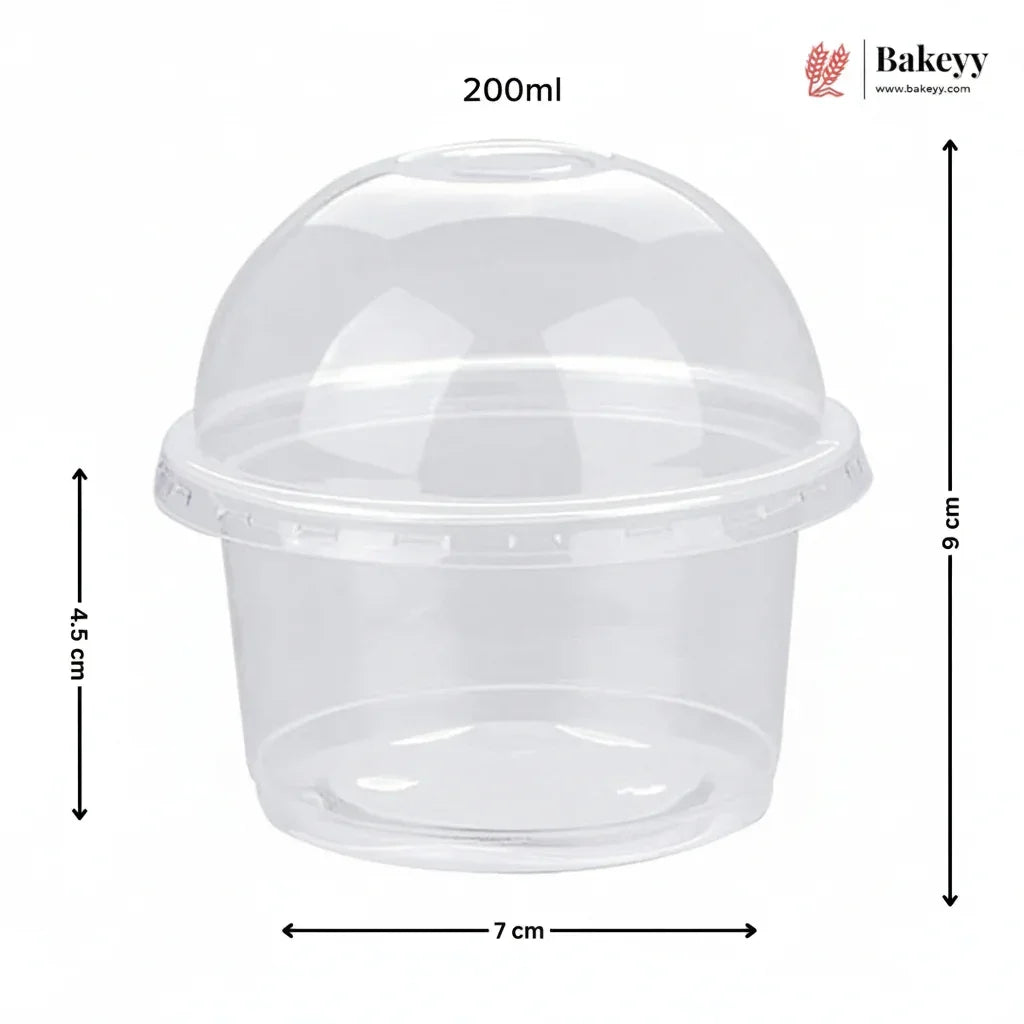 200 ml | Clear PET Dome Dessert Box with Lid | Transparent Food Packaging Box | Pack of 100