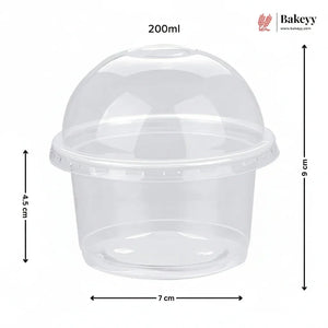 200 ml | Clear PET Dome Dessert Box with Lid | Transparent Food Packaging Box | Pack of 100