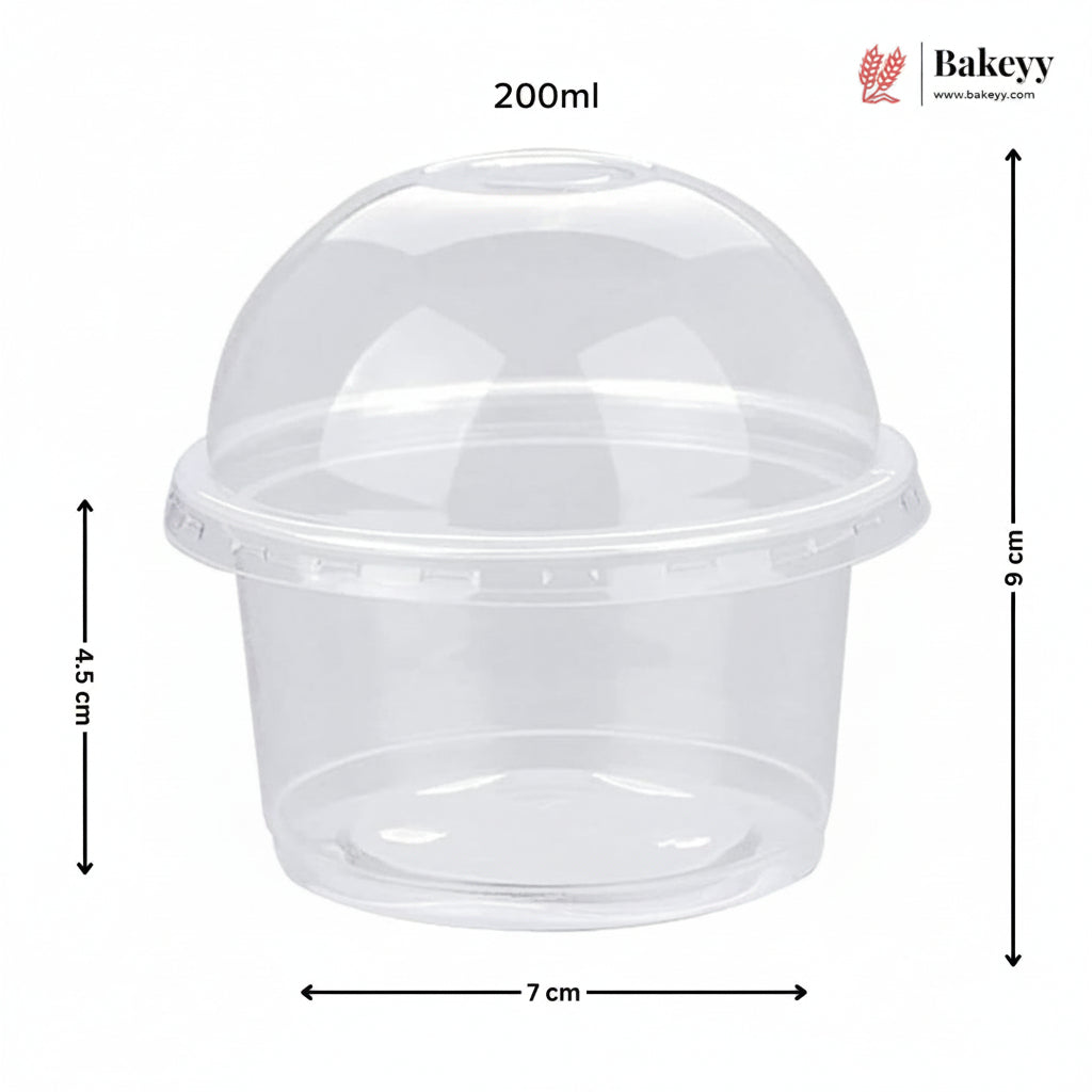 200 ml | Clear PET Dome Dessert Box with Lid | Transparent Food Packaging Box | Pack of 100