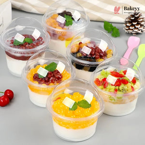 200 ml | Clear PET Dome Dessert Box with Lid | Transparent Food Packaging Box | Pack of 100