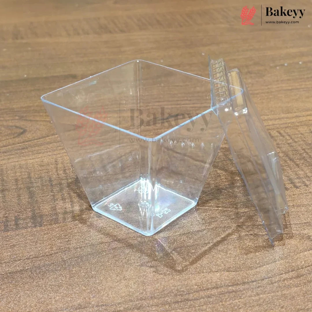 Clear Square Dessert Cup with Transparent Lid | Pack of 300