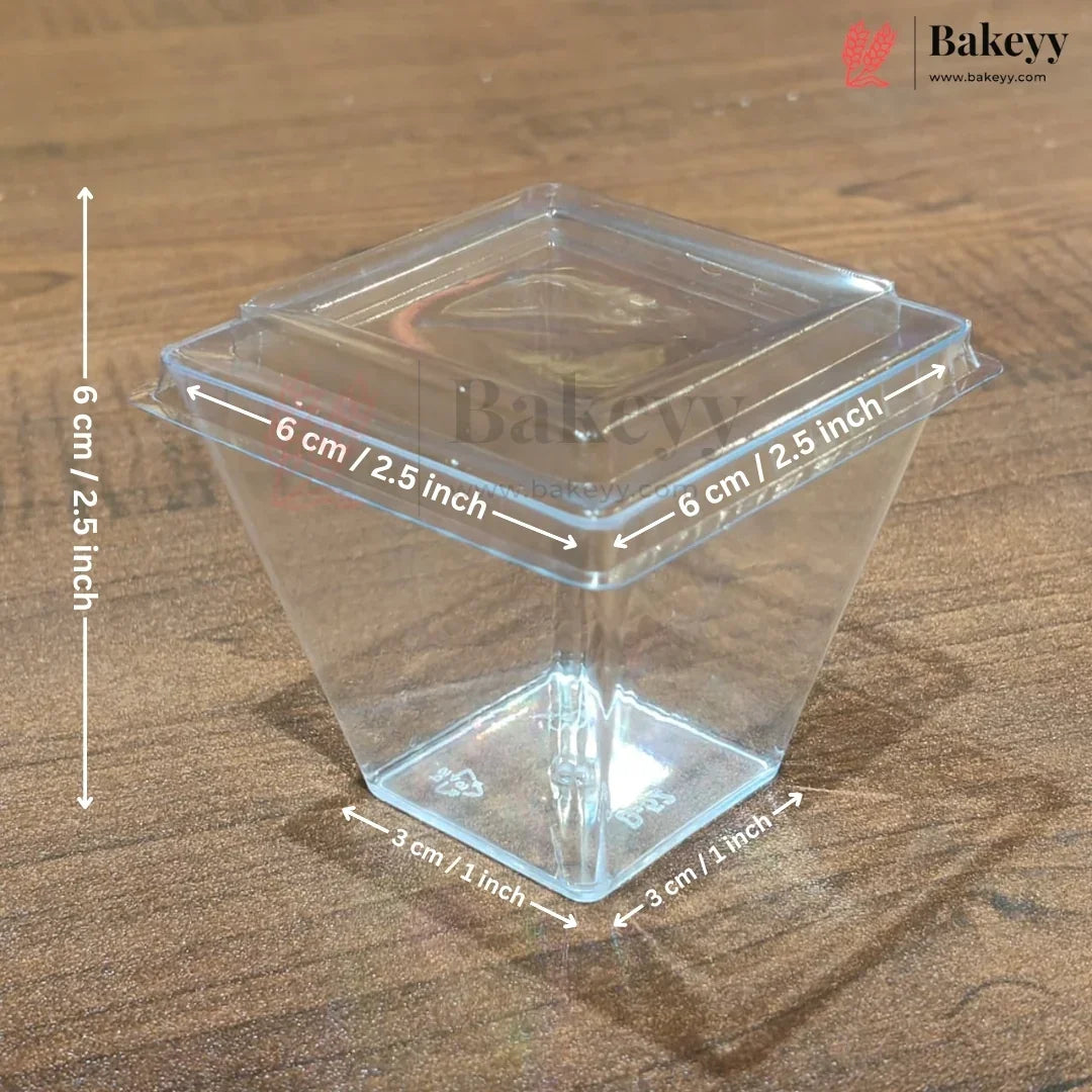 Clear Square Dessert Cup with Transparent Lid | Pack of 300