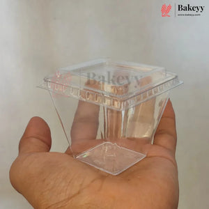 Clear Square Dessert Cup with Transparent Lid | Pack of 300