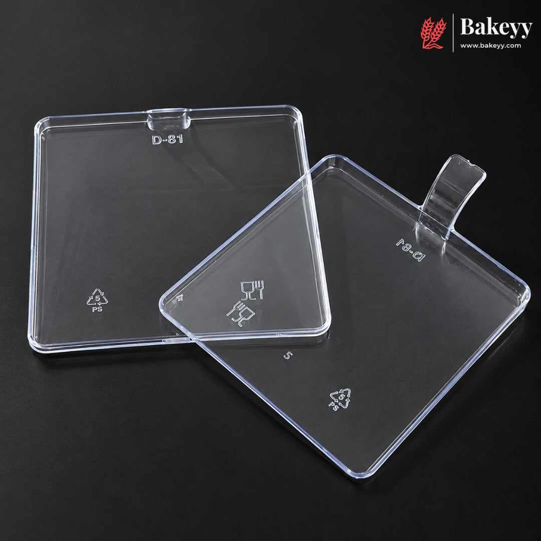 D-81 | Clear Acrylic Square Dessert Lid with Handle | Pack of 300
