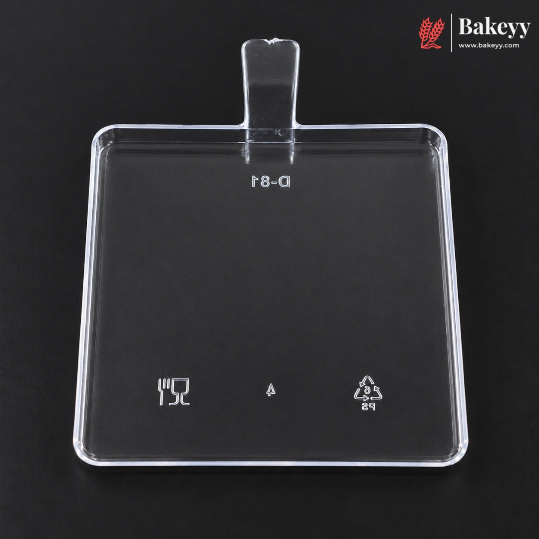 D-81 | Clear Acrylic Square Dessert Lid with Handle | Pack of 300