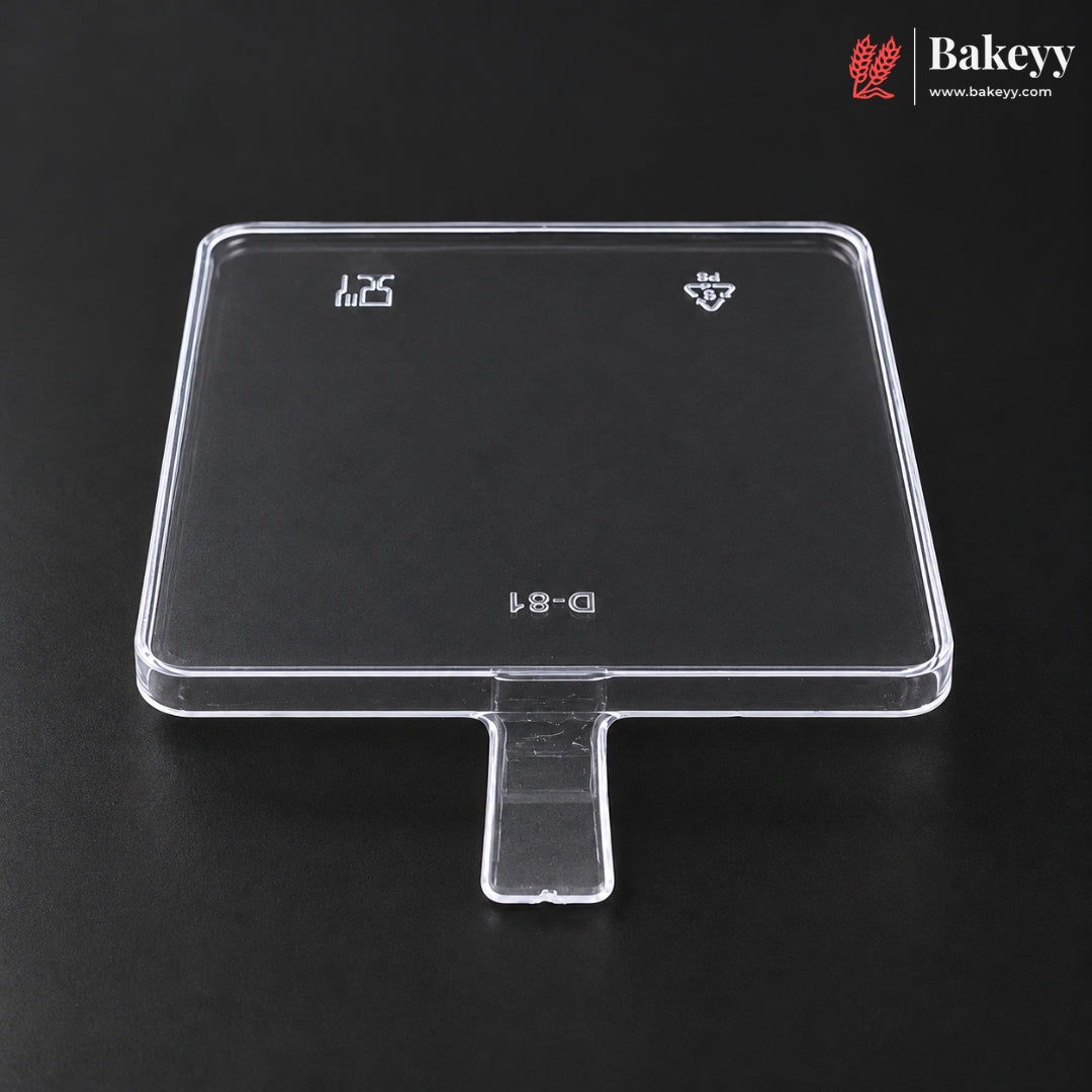 D-81 | Clear Acrylic Square Dessert Lid with Handle | Pack of 300
