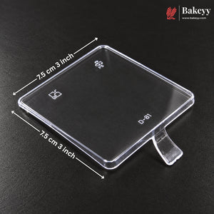 D-81 | Clear Acrylic Square Dessert Lid with Handle | Pack of 300