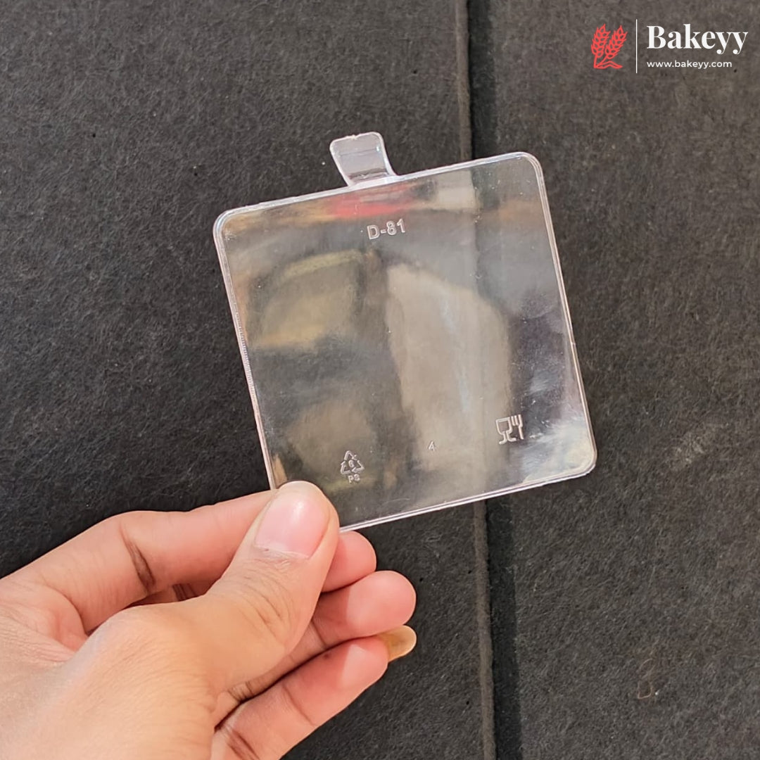 D-81 | Clear Acrylic Square Dessert Lid with Handle | Pack of 300