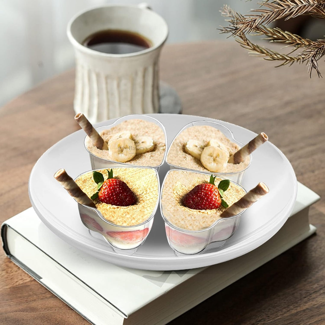 Heart-Shaped Clear Dessert Cup | D-54 | Transparent Plastic Dessert Bowl | Party & Event Serveware | Pack of 30