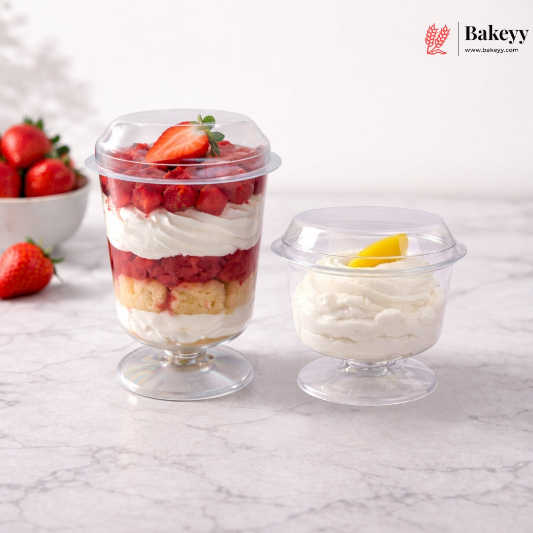 Clear Dome Dessert Cup Comes with Lid 2 Variants | Pack of 100