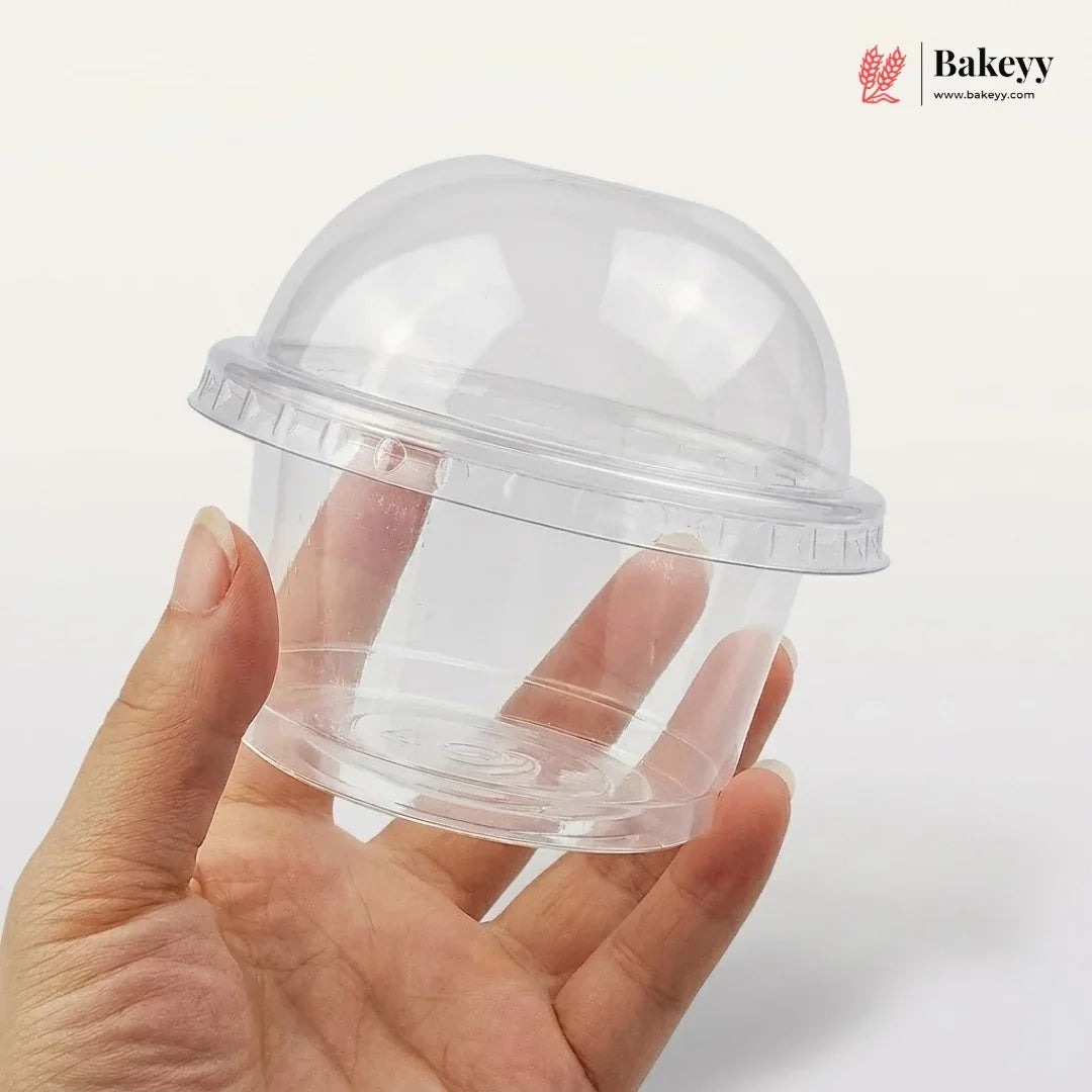 200 ml | Clear PET Dome Dessert Box with Lid | Transparent Food Packaging Box | Pack of 100