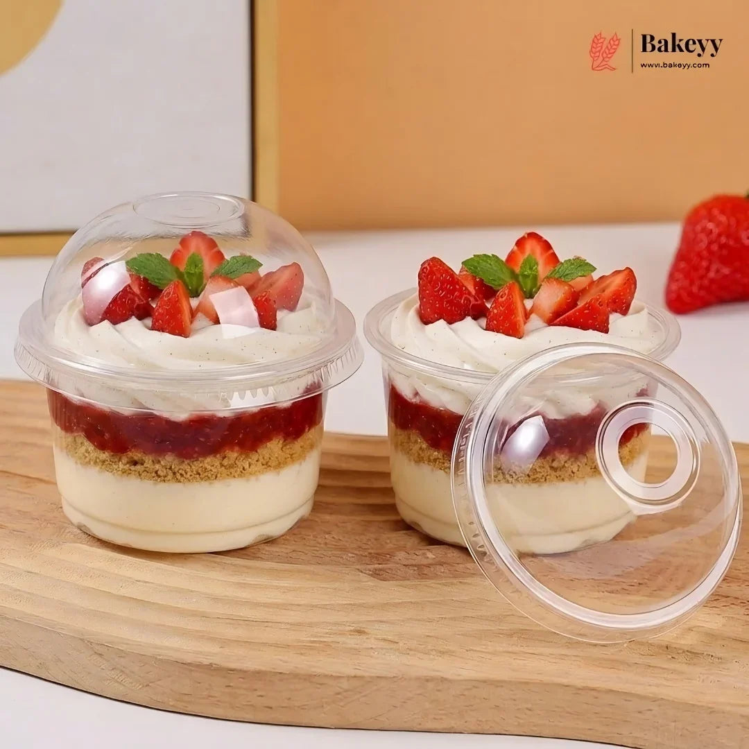 200 ml | Clear PET Dome Dessert Box with Lid | Transparent Food Packaging Box | Pack of 100