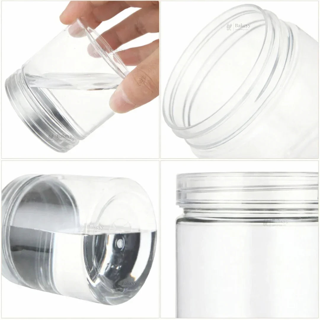 Clear Plastic Storage Jars with 83 mm Screw Lid | PET Jar With transparent Lid | Multiple Sizes Available | Pack of 12
