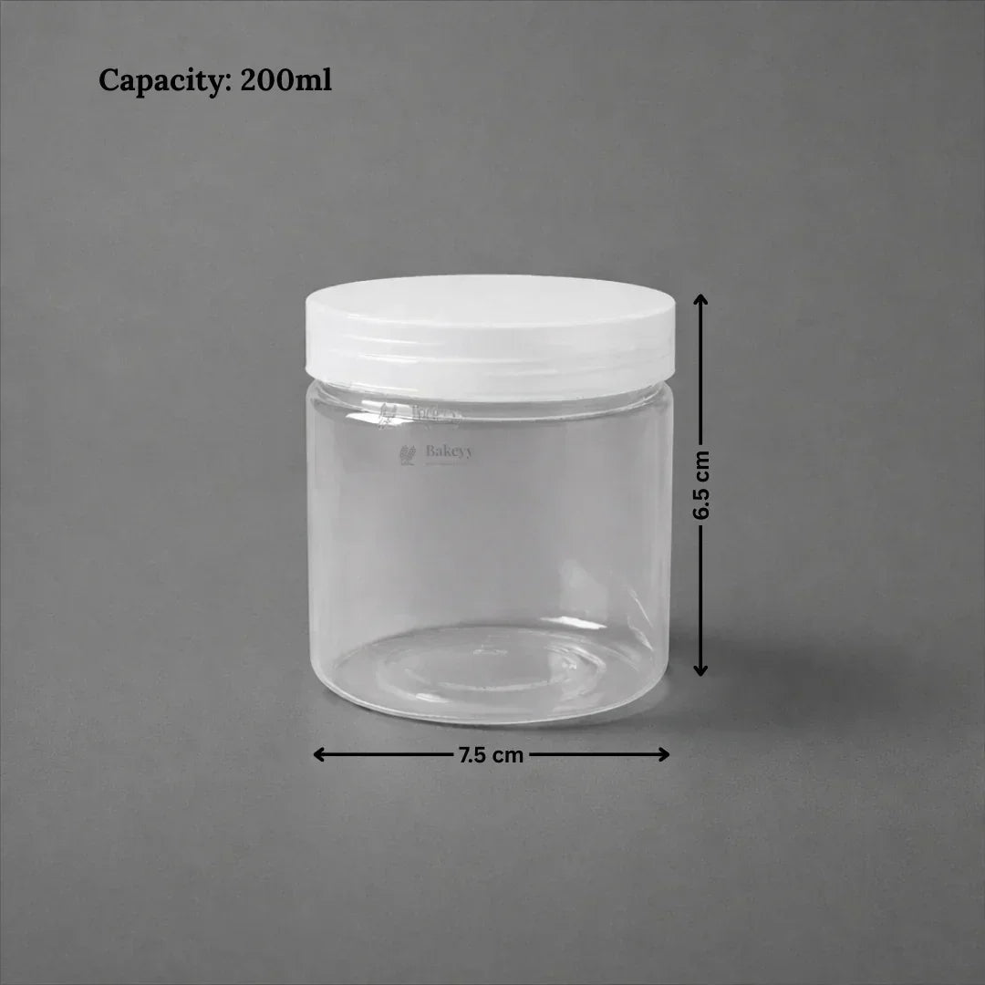 200ml Clear Plastic Storage Jars with 73 mm Screw Lid | PET Jar With Transparent Lid | Multiple Sizes Available | Pack of 12 - Bakeyy.com - India - 200ml Clear Plastic Storage Jars with 73 mm Screw Lid | PET Jar With Transparent Lid | Multiple Sizes Available | Pack of 12 - Default Title 312.00