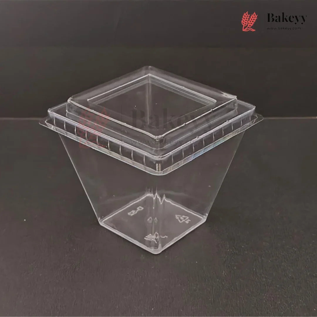 D-52 | Clear Square Dessert Cup with Transparent Lid | Pack of 300