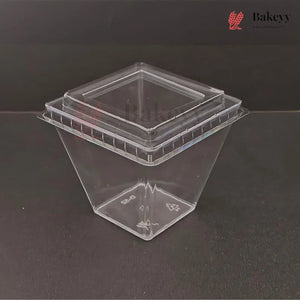 D-52 | Clear Square Dessert Cup with Transparent Lid | Pack of 300
