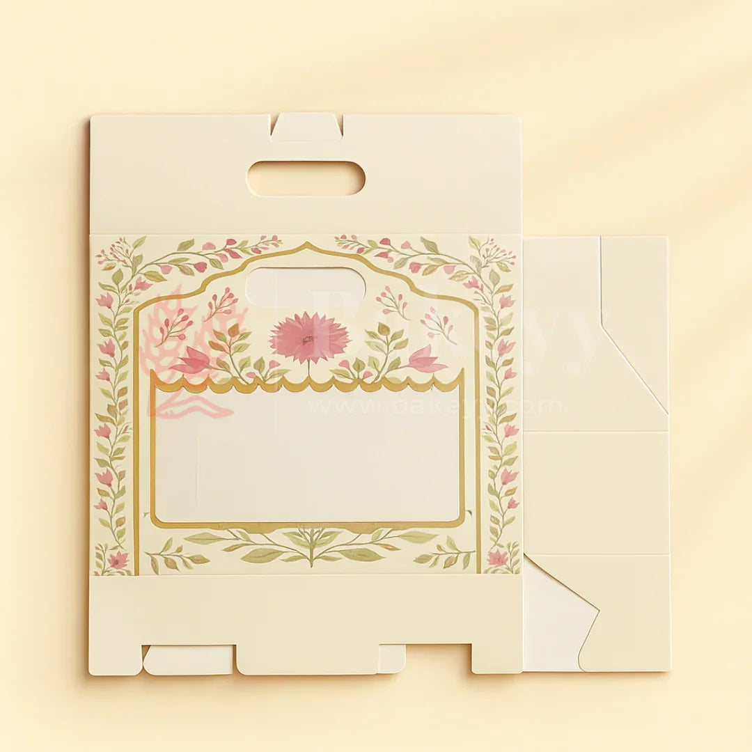 10x4x8 Inch | Pink Floral Window Gift Box with Handle | Luxury Festive Hamper Packaging | Pack of 10 - Bakeyy.com - India - 10x4x8 Inch | Pink Floral Window Gift Box with Handle | Luxury Festive Hamper Packaging | Pack of 10 - Default Title