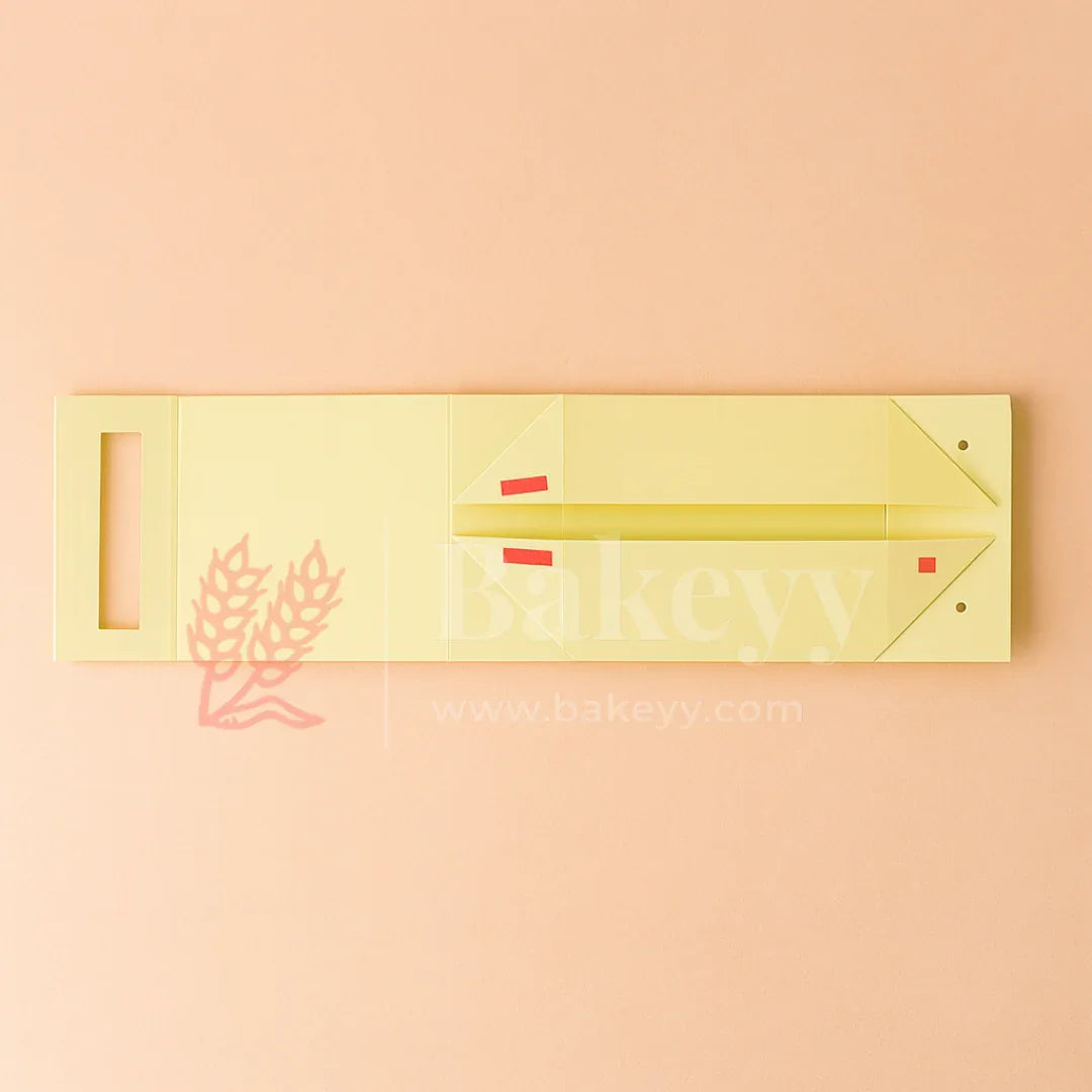 8x8x4 Inch | Yellow Peacock Design Hamper Box with Leather Handle | Pack of 1