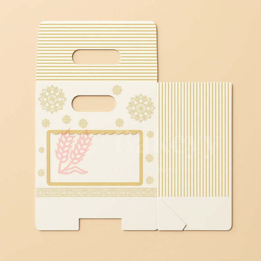 19 × 9 × 20 Cm | Elegant White and Gold Floral Window Gift Box with Handle | Luxury Festive Hamper Packaging | Pack of 10 - Bakeyy.com - India - 19 × 9 × 20 Cm | Elegant White and Gold Floral Window Gift Box with Handle | Luxury Festive Hamper Packaging | Pack of 10 - Default Title