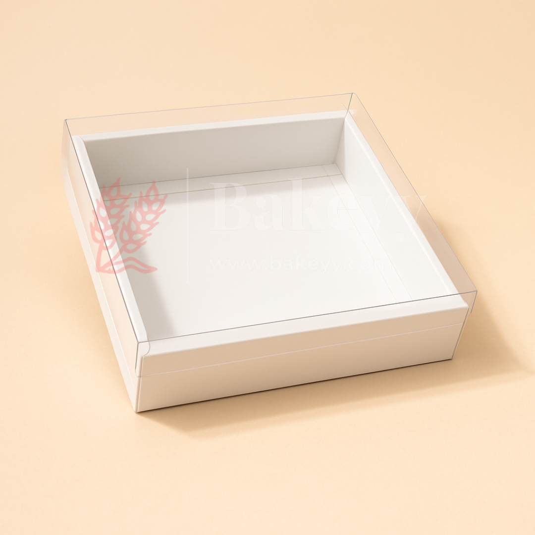 11x11x2 Inch | White Brownie Box with Transparent Lid | Hamper Box | Pack of 10