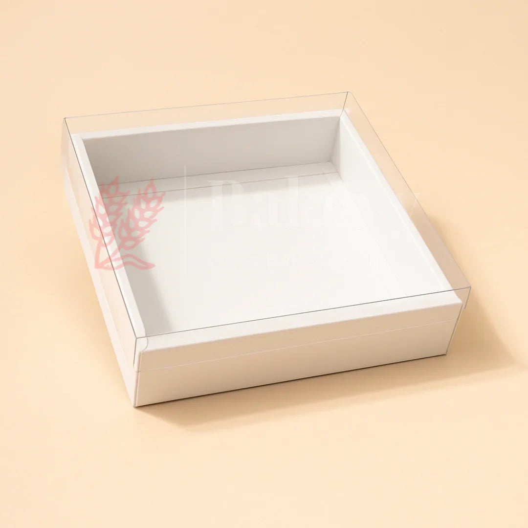11x11x2 Inch | White Brownie Box with Transparent Lid | Hamper Box | Pack of 10 - Bakeyy.com - India - 11x11x2 Inch | White Brownie Box with Transparent Lid | Hamper Box | Pack of 10 - Default Title