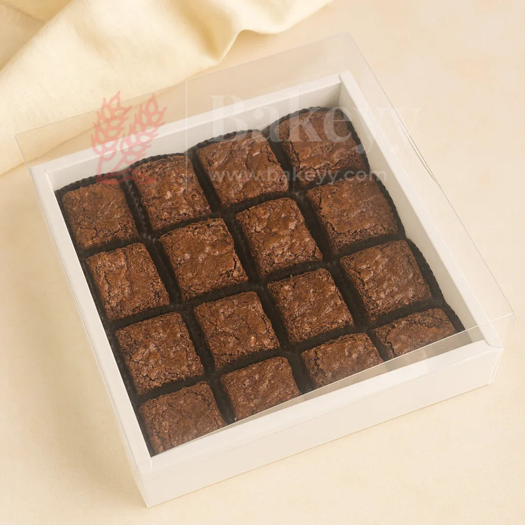11x11x2 Inch | White Brownie Box with Transparent Lid | Hamper Box | Pack of 10 - Bakeyy.com - India - 11x11x2 Inch | White Brownie Box with Transparent Lid | Hamper Box | Pack of 10 - Default Title
