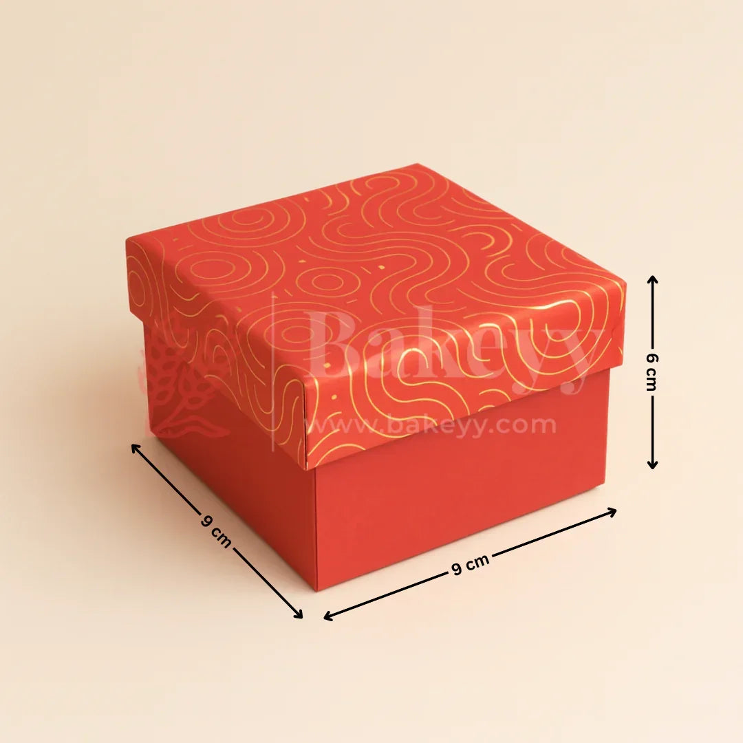 9x9x6 cm | Gold Printed Rigid Gift Box | Hamper Box | Pack of 1 - Bakeyy.com - India - 9x9x6 cm | Gold Printed Rigid Gift Box | Hamper Box | Pack of 1 - Green