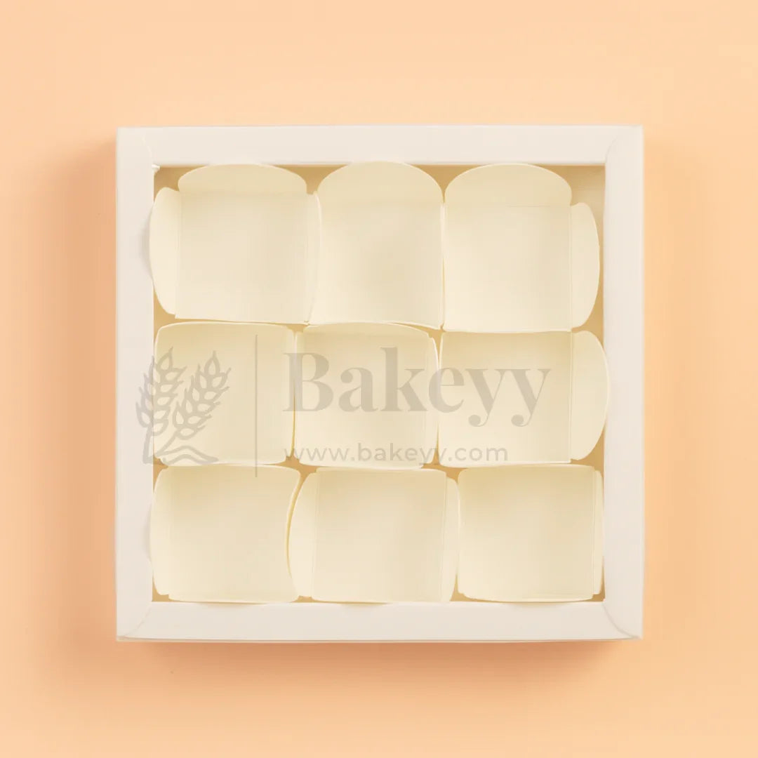9 Cavity Chocolate Box | White Colour Cavity Box | Pack of 50 - Bakeyy.com - India - 9 Cavity Chocolate Box | White Colour Cavity Box | Pack of 50 - Default Title