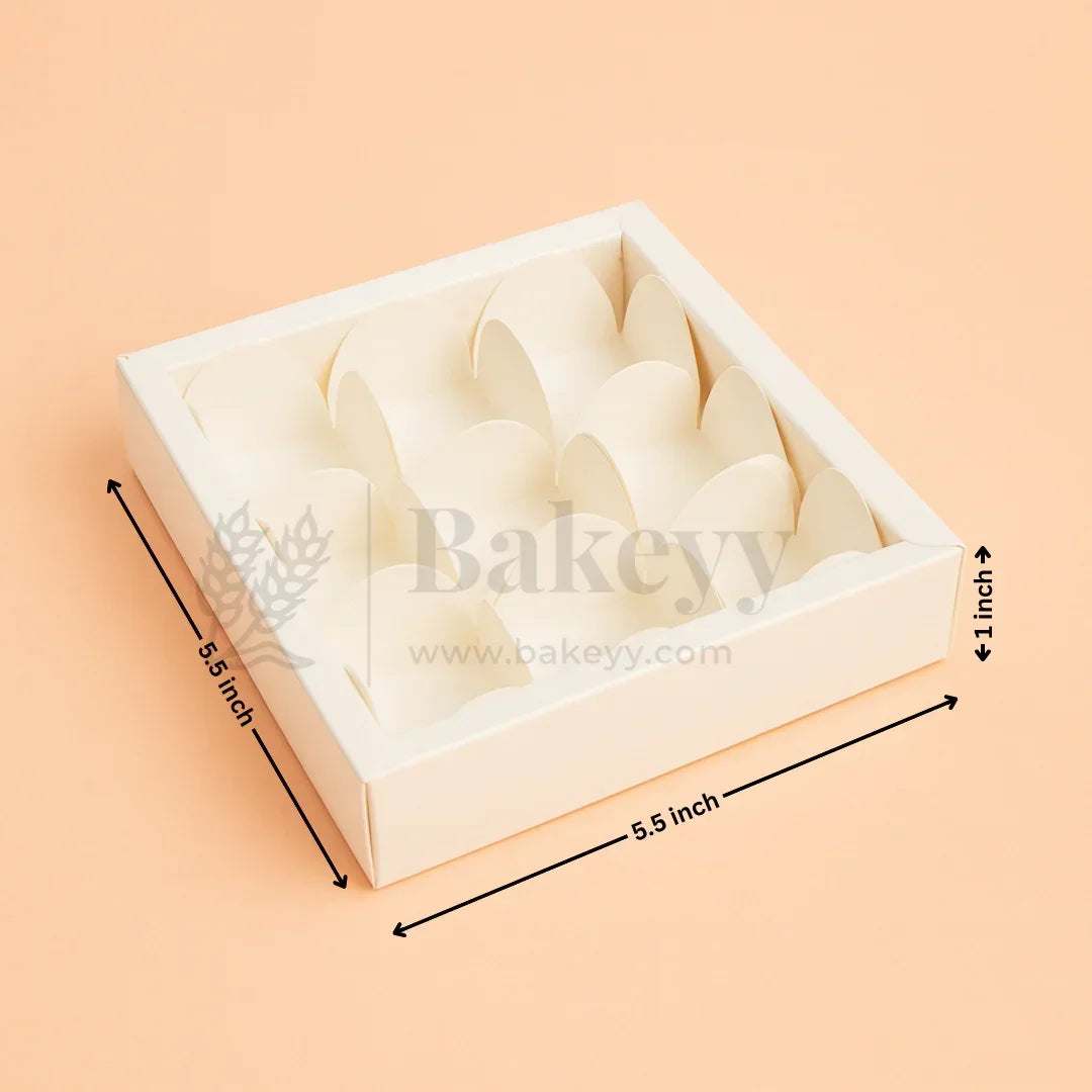 9 Cavity Chocolate Box | White Colour Cavity Box | Pack of 50 - Bakeyy.com - India - 9 Cavity Chocolate Box | White Colour Cavity Box | Pack of 50 - Default Title