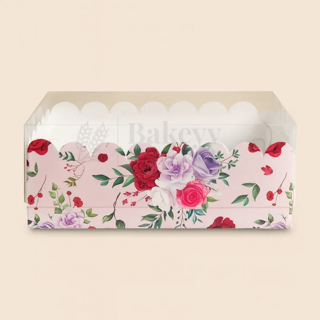 Pink Floral Print 2 Borwnie Box With Transparent Lid | Pack of 50 - Bakeyy.com - India - Pink Floral Print 2 Borwnie Box With Transparent Lid | Pack of 50 - Default Title