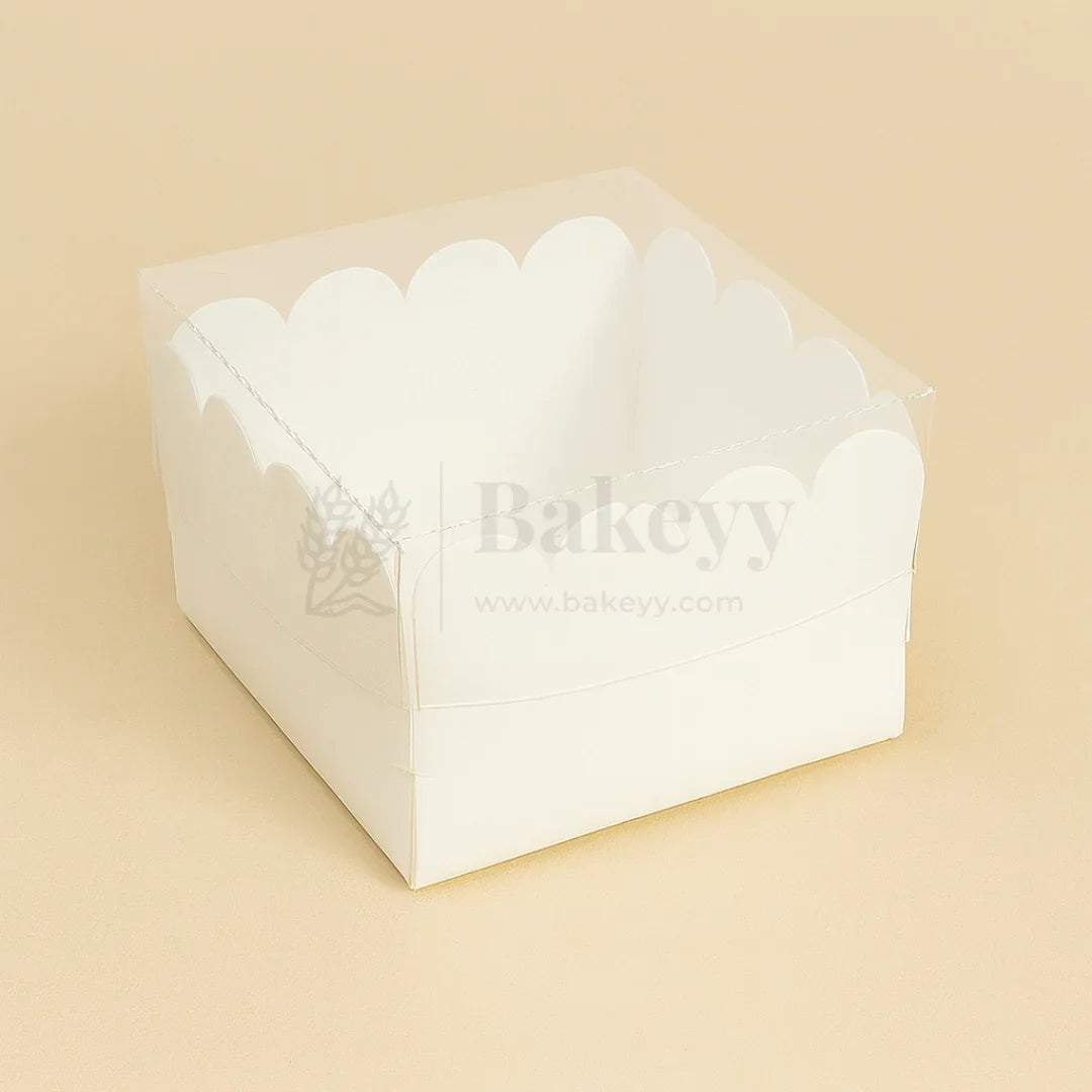 White Colour 1 Brownie Box With Transparent Lid | Pack of 50 - Bakeyy.com - India - White Colour 1 Brownie Box With Transparent Lid | Pack of 50 - Default Title